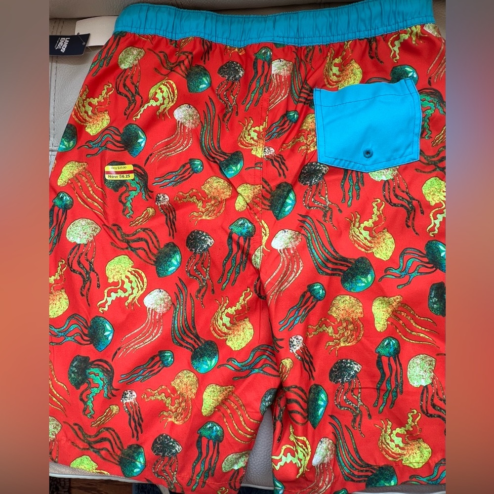 🆕 Lands’ End boys size 18-20 XXL jellyfish print swim trunks - Picture 3 of 12